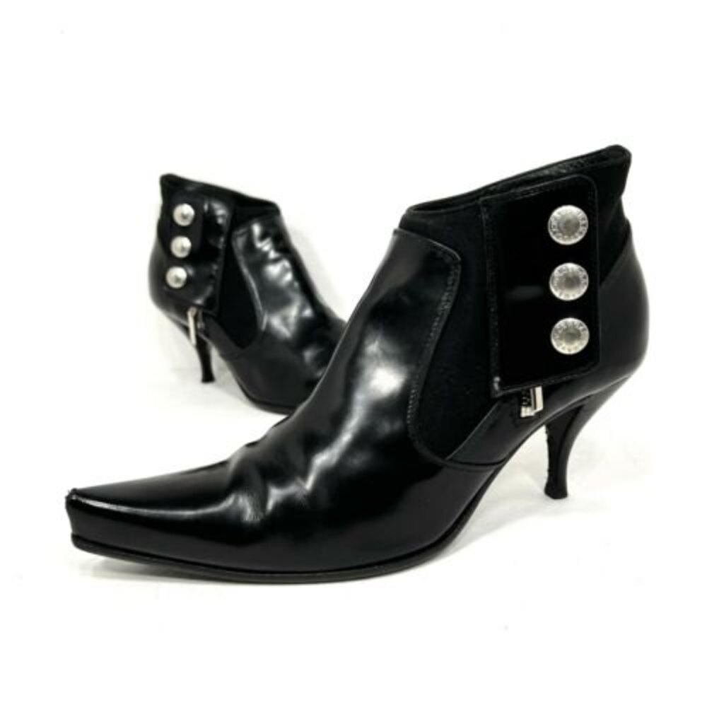 Dolce Gabbana Womens Patent Leather Heeled Ankle Booties Size 36.5 Black - Picture 2 of 10